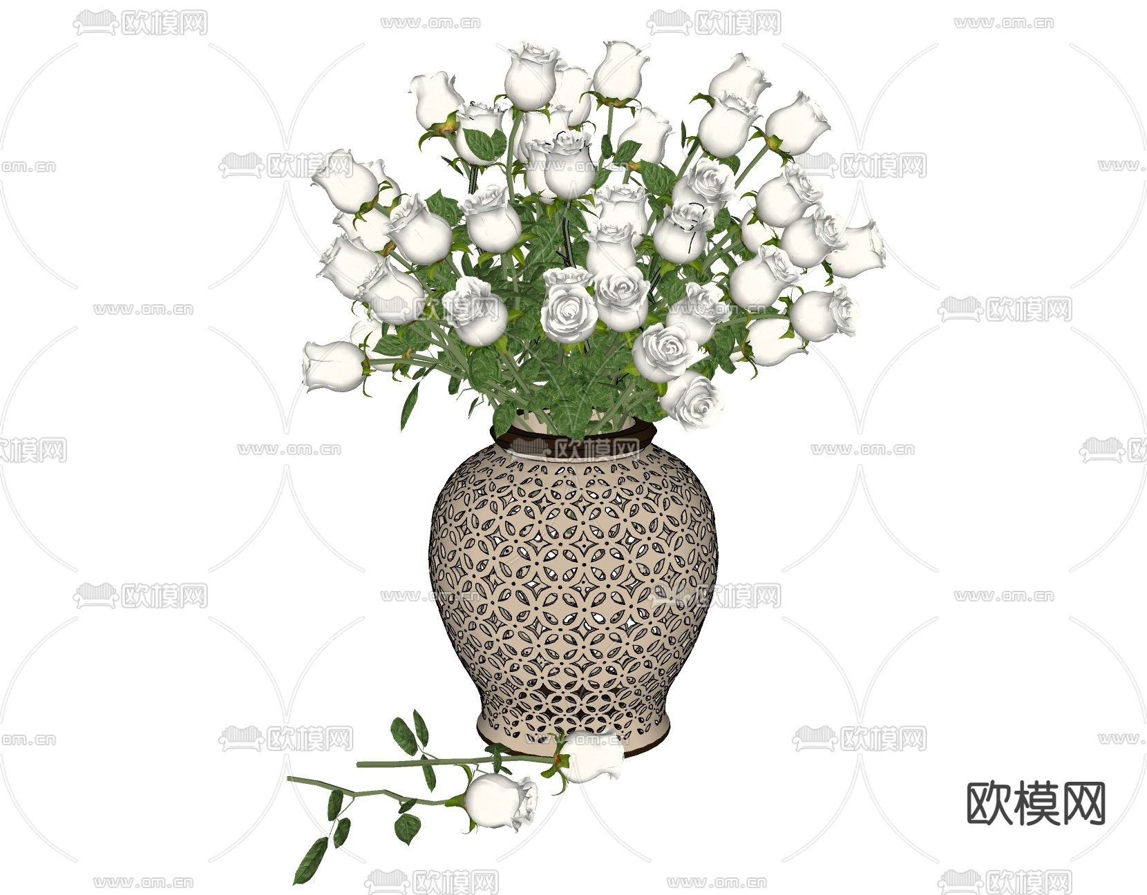 欧式花瓶花卉摆件su模型下载（渲染图2）