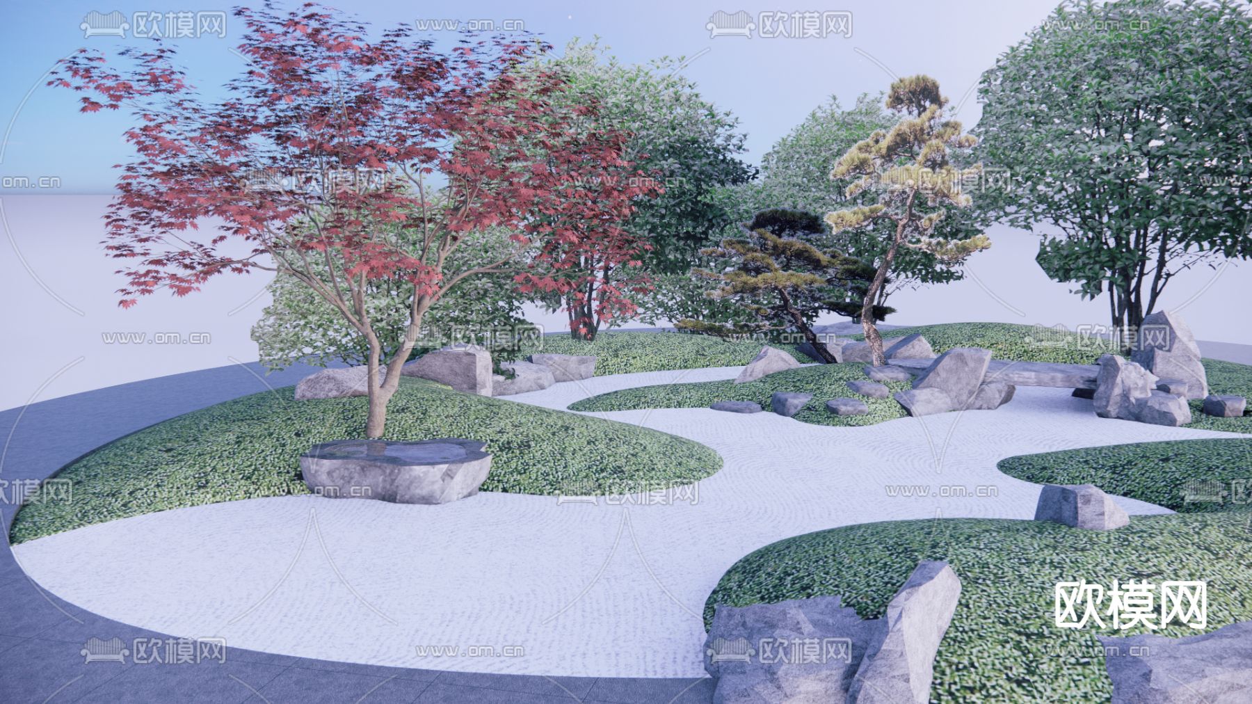 现代下沉式庭院su模型下载（渲染图3）