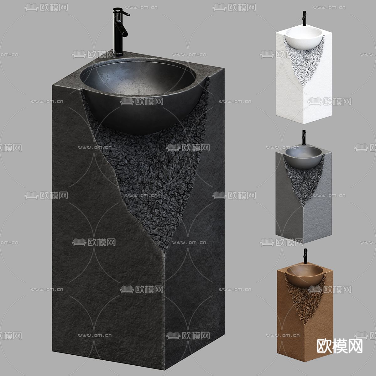 现代柱式洗手池su模型