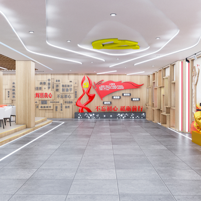  现代党建馆文教展厅su模型 