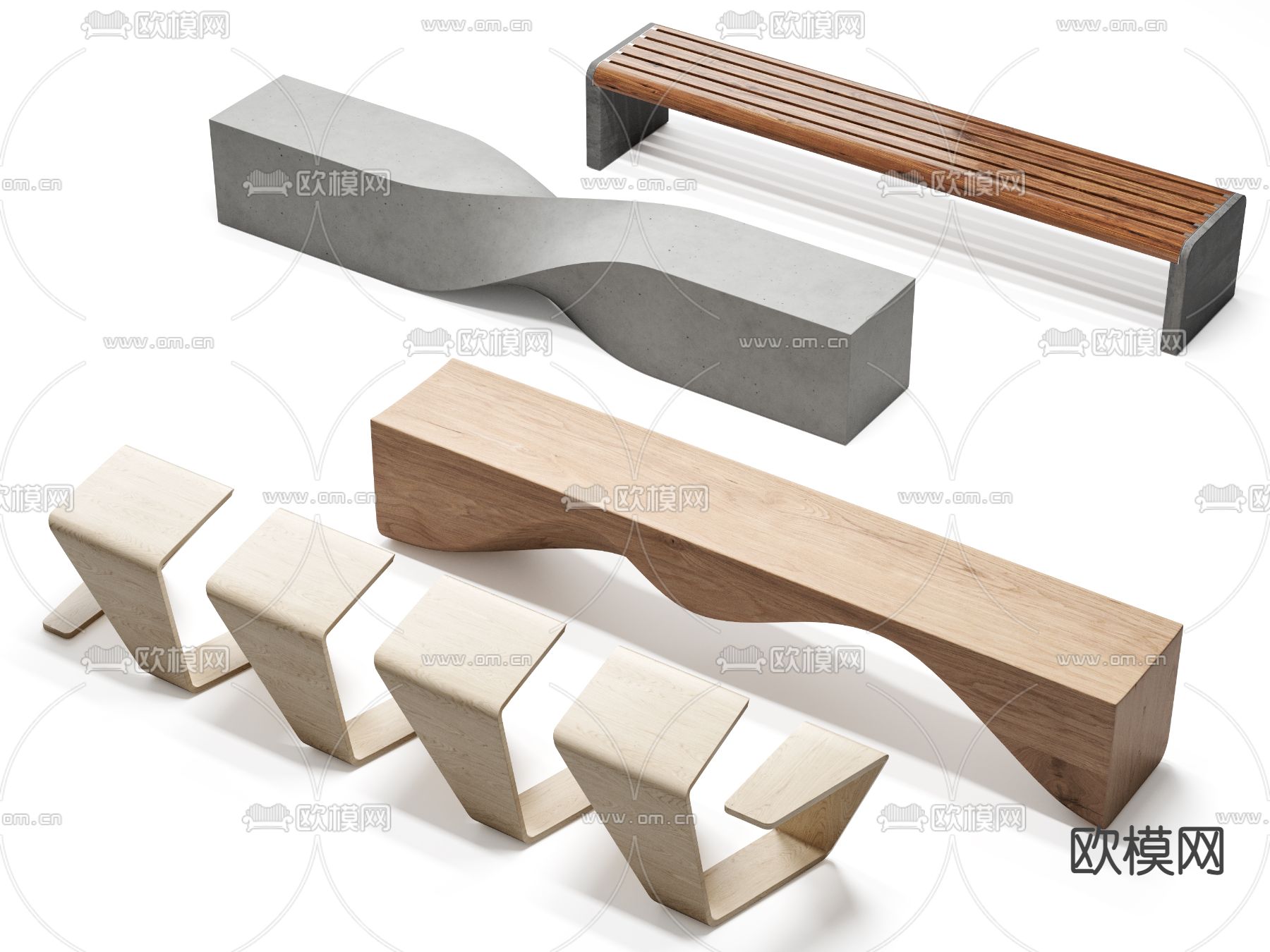 户外长凳 凳子3d模型下载
