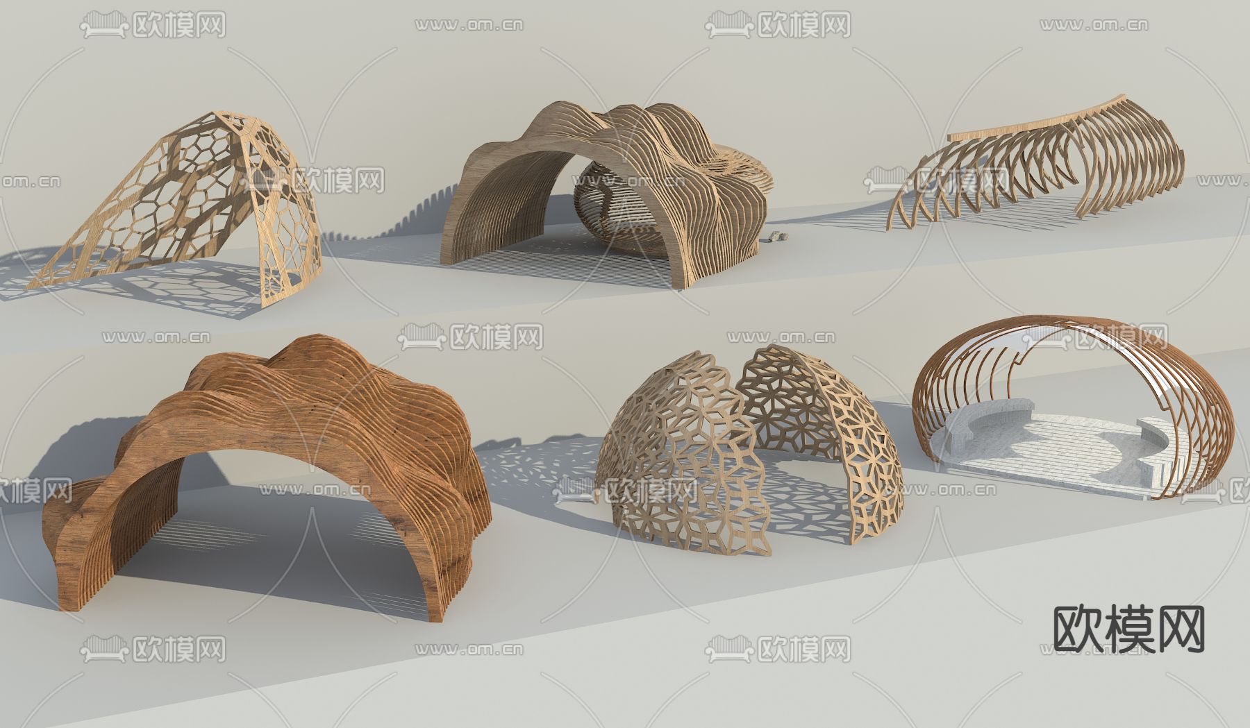 廊架 凉亭 廊桥3d模型下载