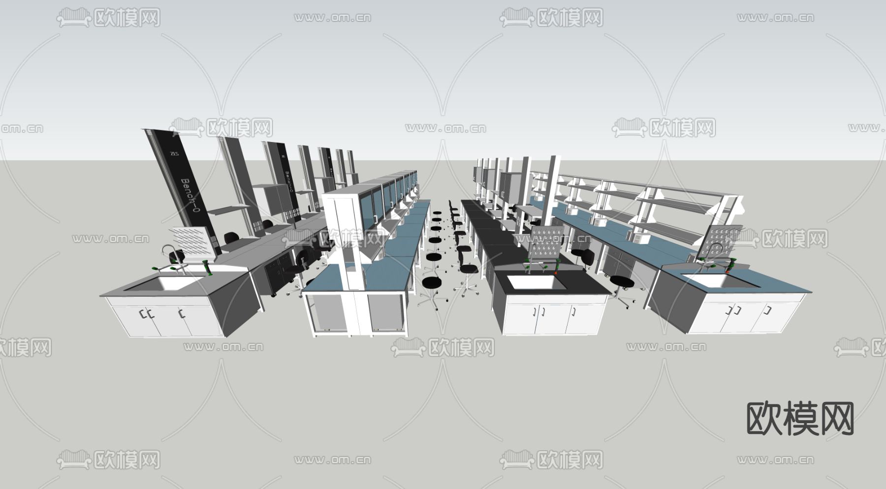 实验室中央台 中央操作台su模型下载（渲染图3）