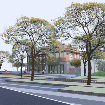  现代商业广场su模型 