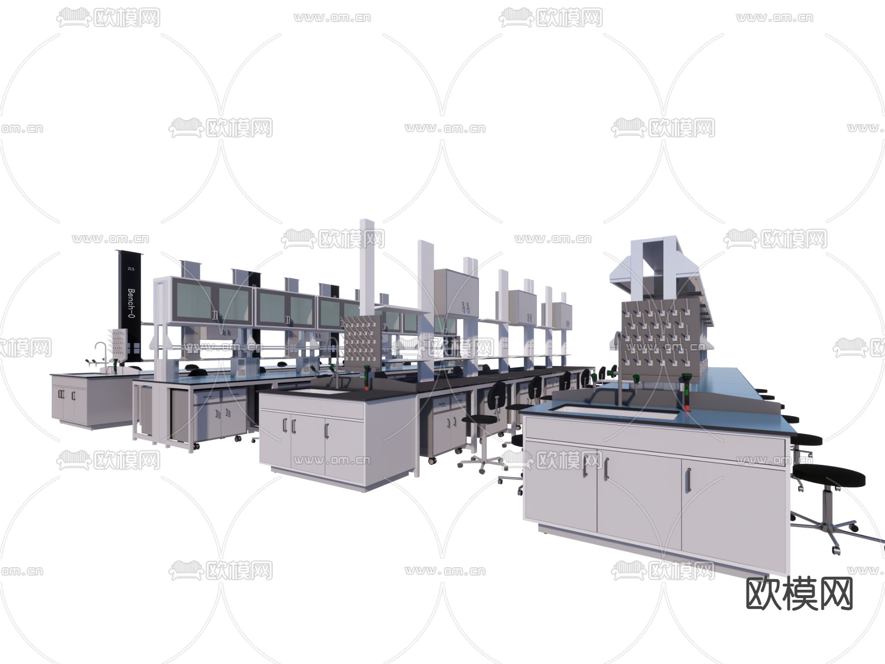 实验室中央台 中央操作台su模型下载（渲染图1）