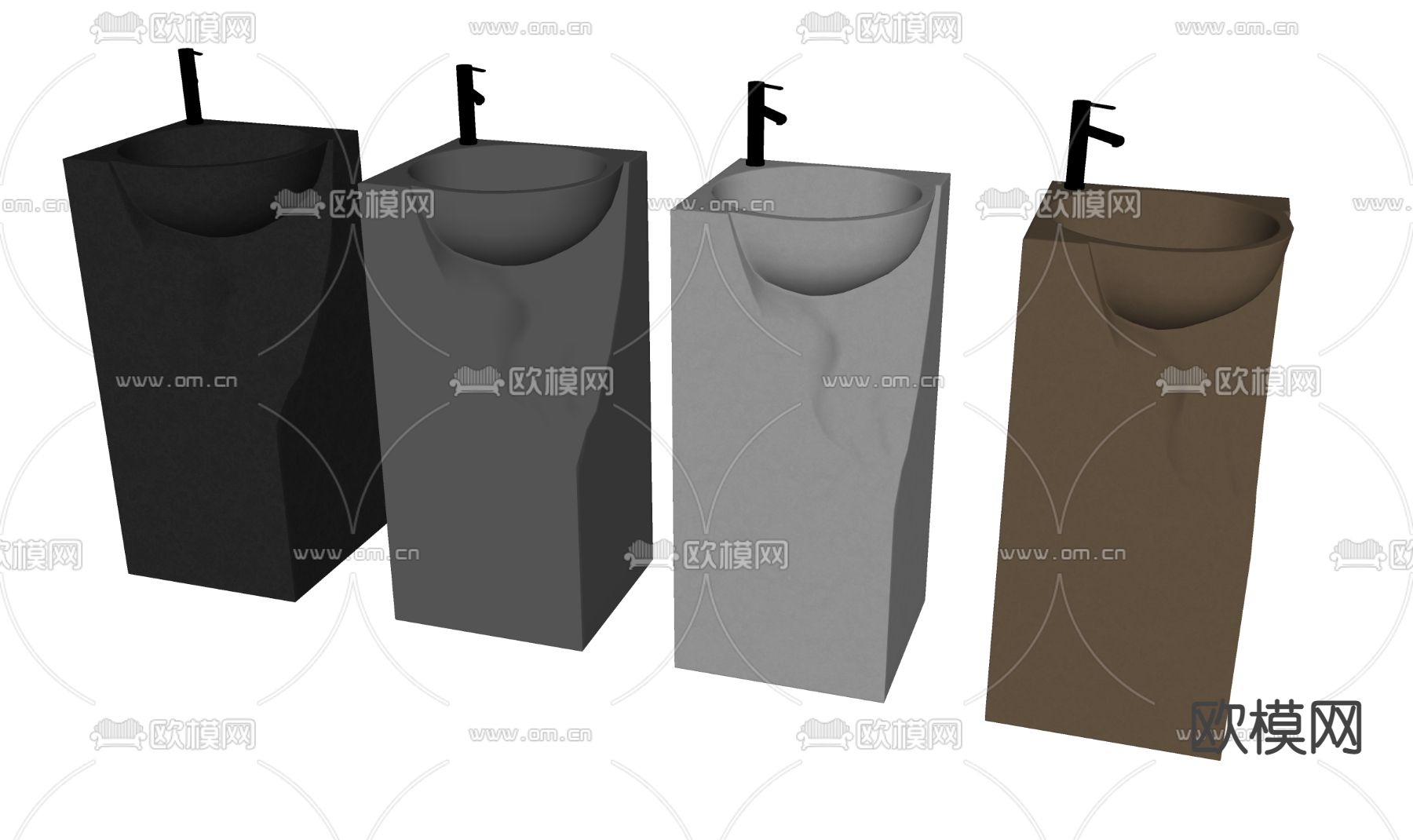 现代柱式洗手池su模型