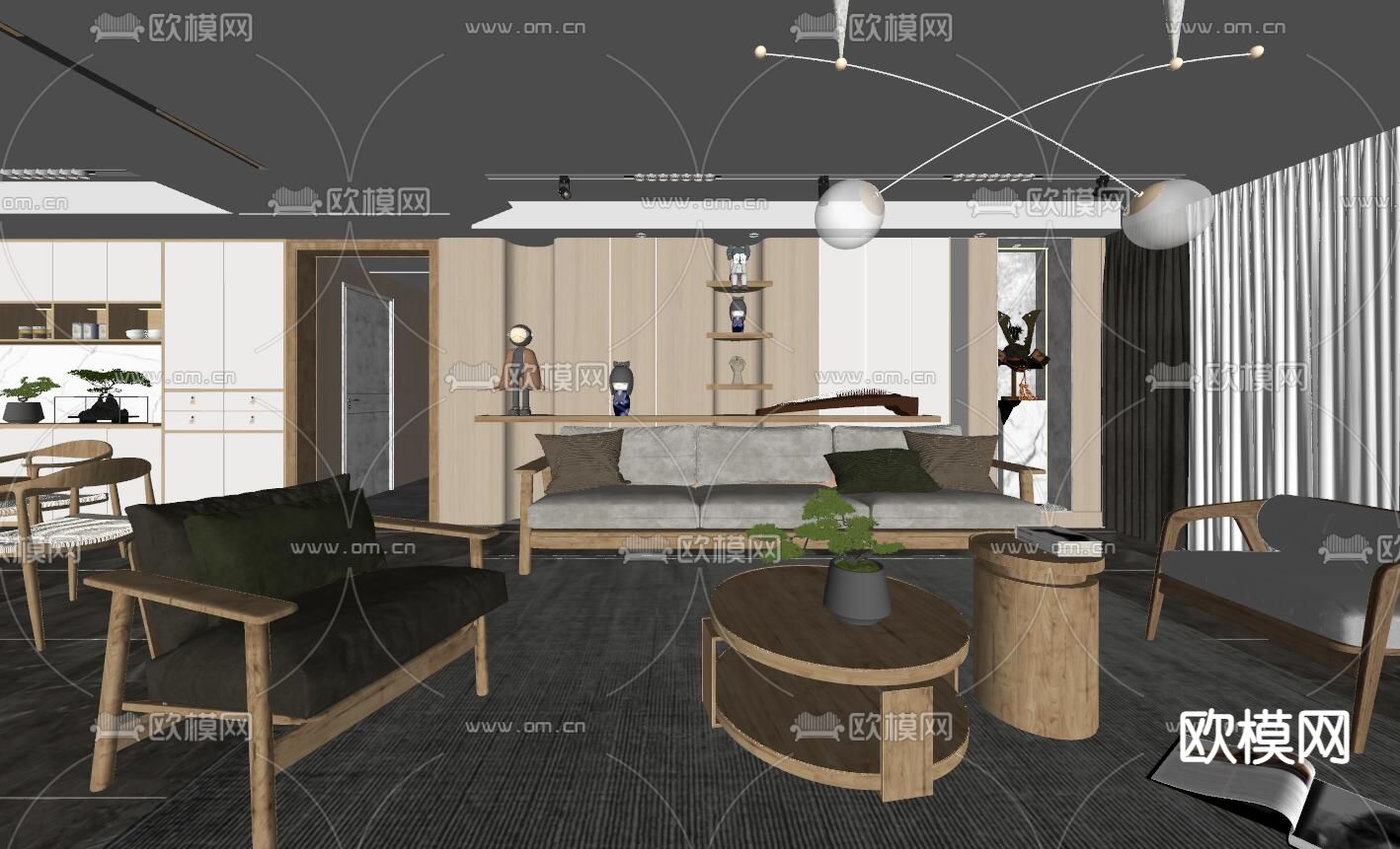 北欧客厅su模型下载（渲染图4）