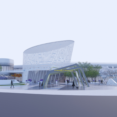  现代商业广场su模型 