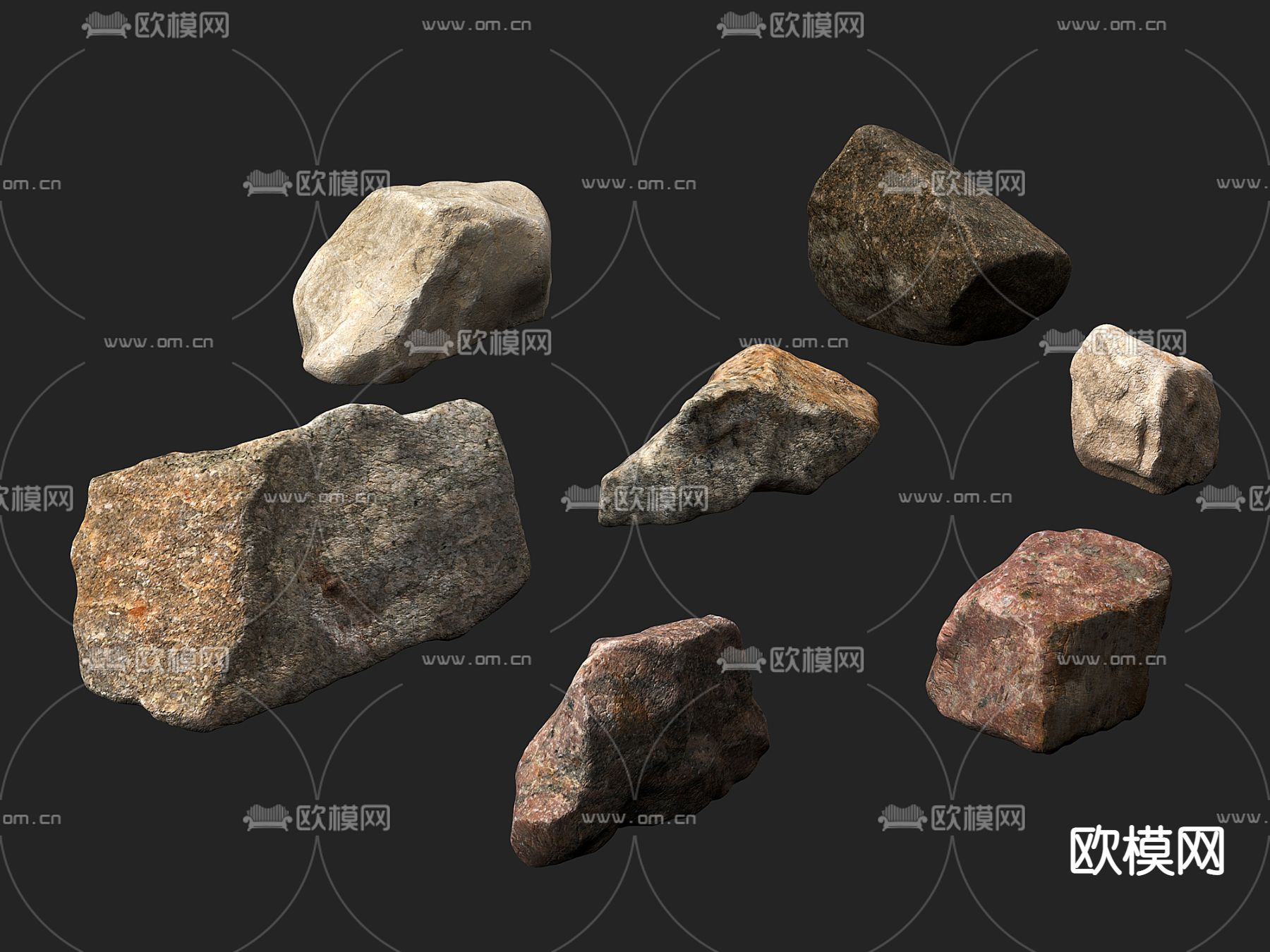 景观石 石头 石块3d模型下载