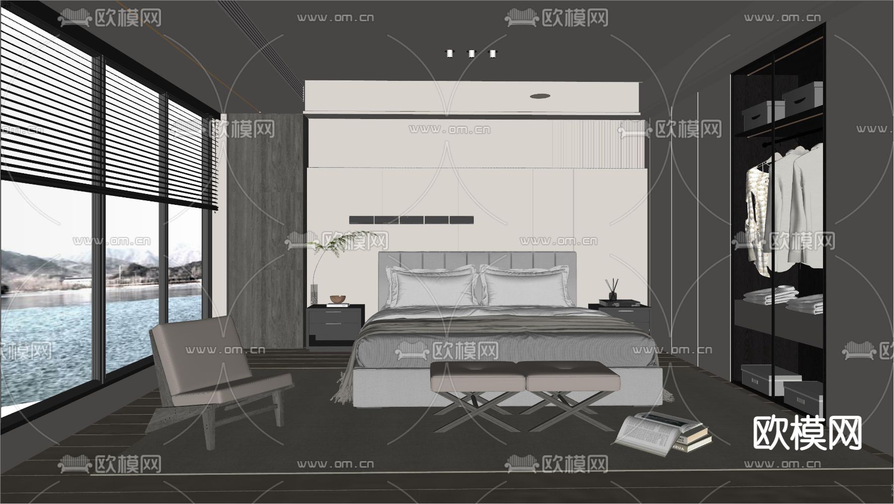 现代卧室su模型下载（渲染图4）