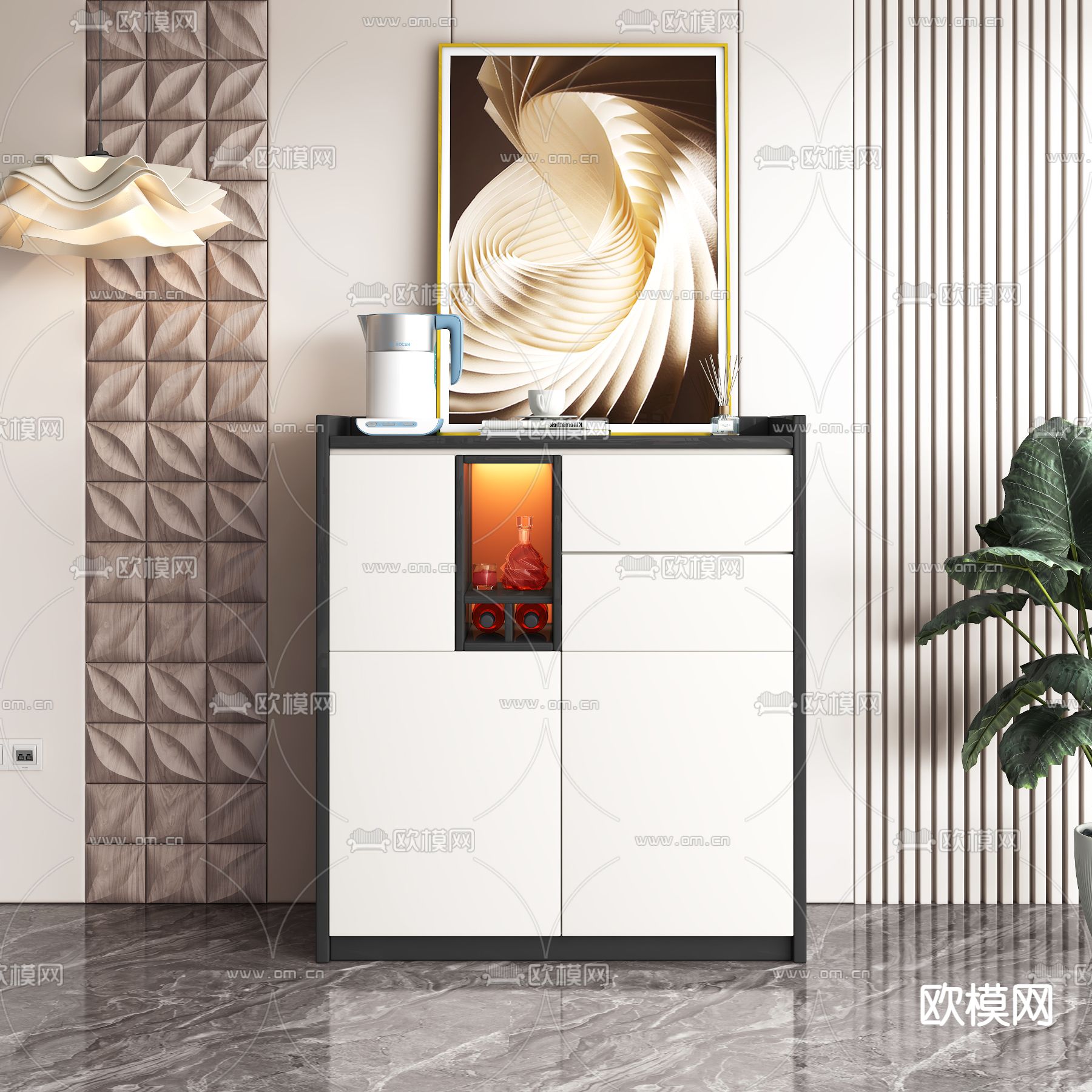 现代餐边柜3d模型下载