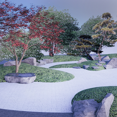  现代下沉式庭院su模型 