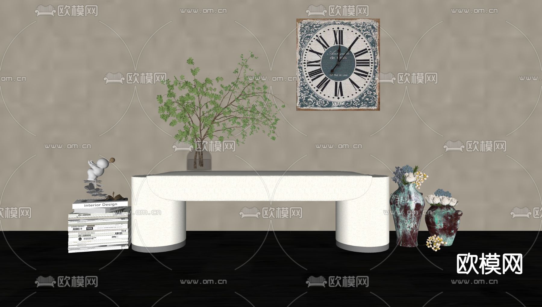 现代沙发凳su模型下载（渲染图2）