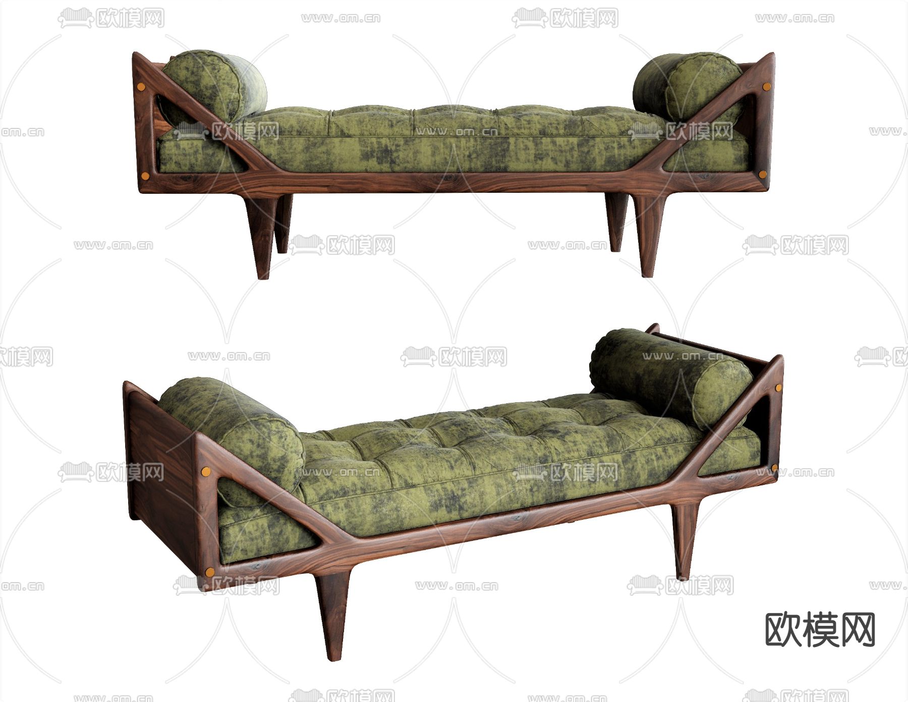 简欧床尾凳su模型下载（渲染图1）