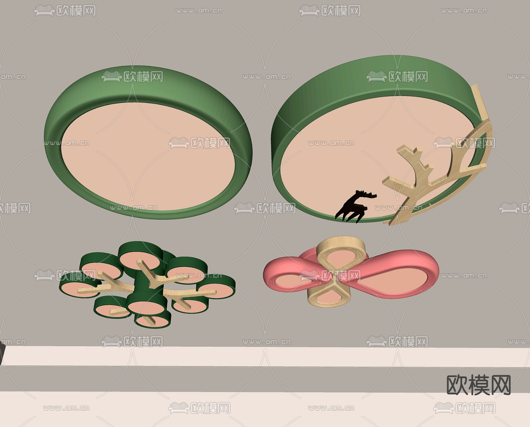 北欧艺术吸顶灯su模型下载（渲染图6）