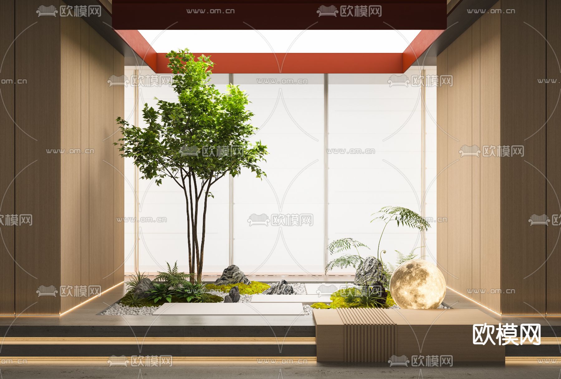 室内植物堆造景 景观小品3d模型下载（渲染图1）