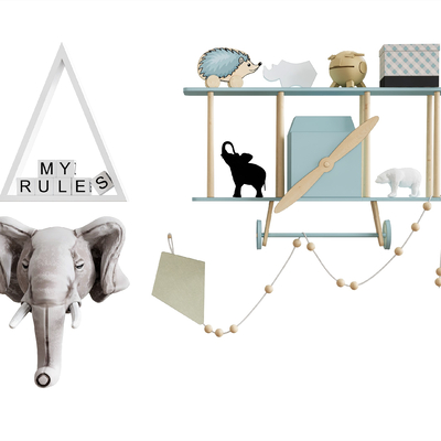  现代玩具 儿童墙饰挂件su模型 