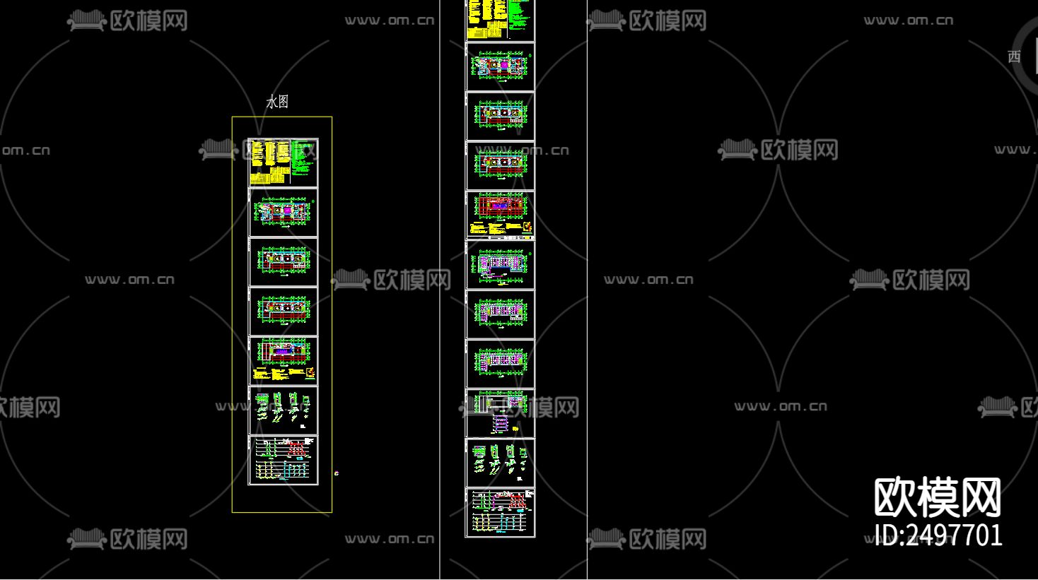 石集乡汴东幼儿园综合楼给排水cad施工图下载（渲染图1）