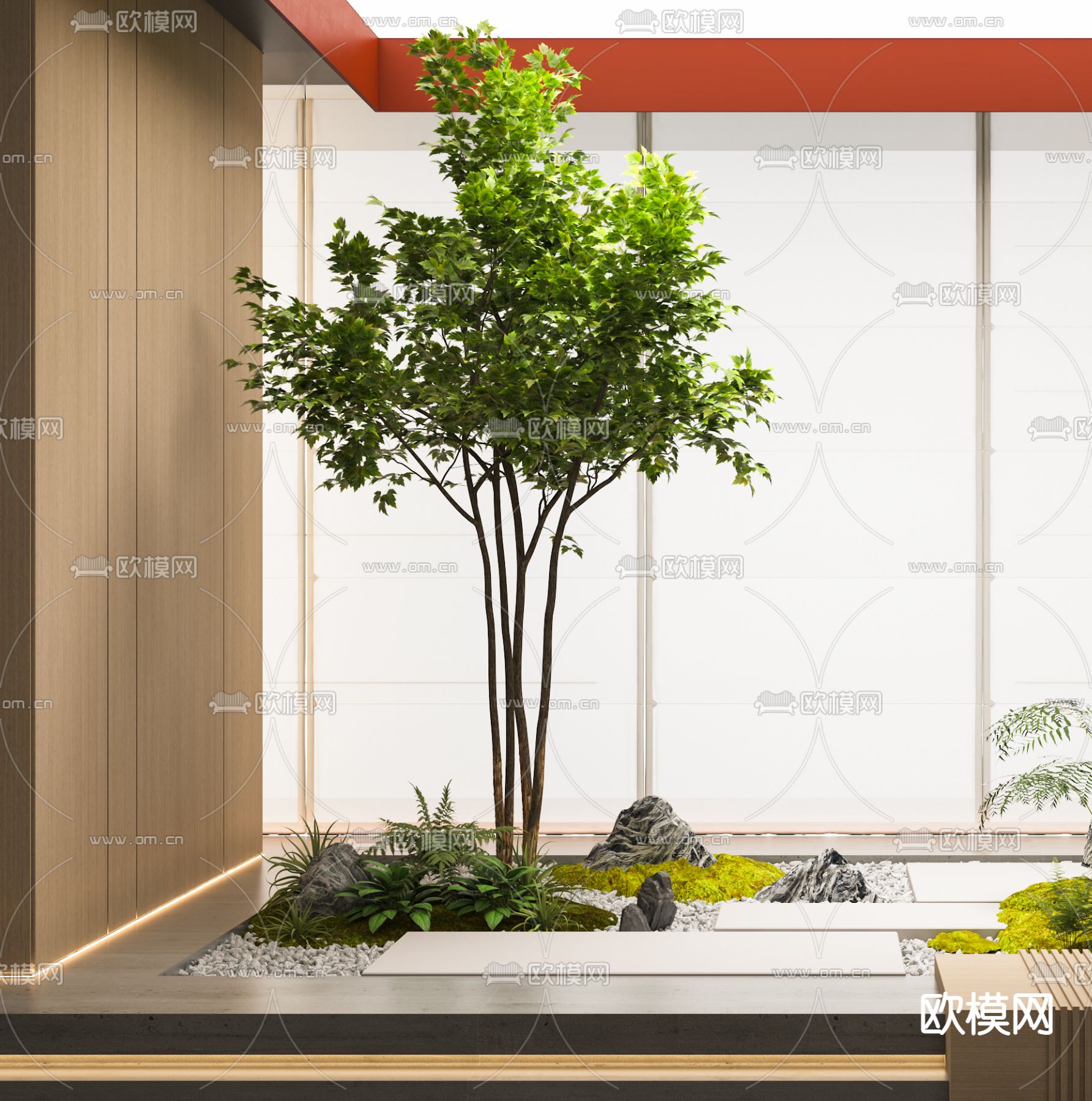 室内植物堆造景 景观小品3d模型下载（渲染图3）