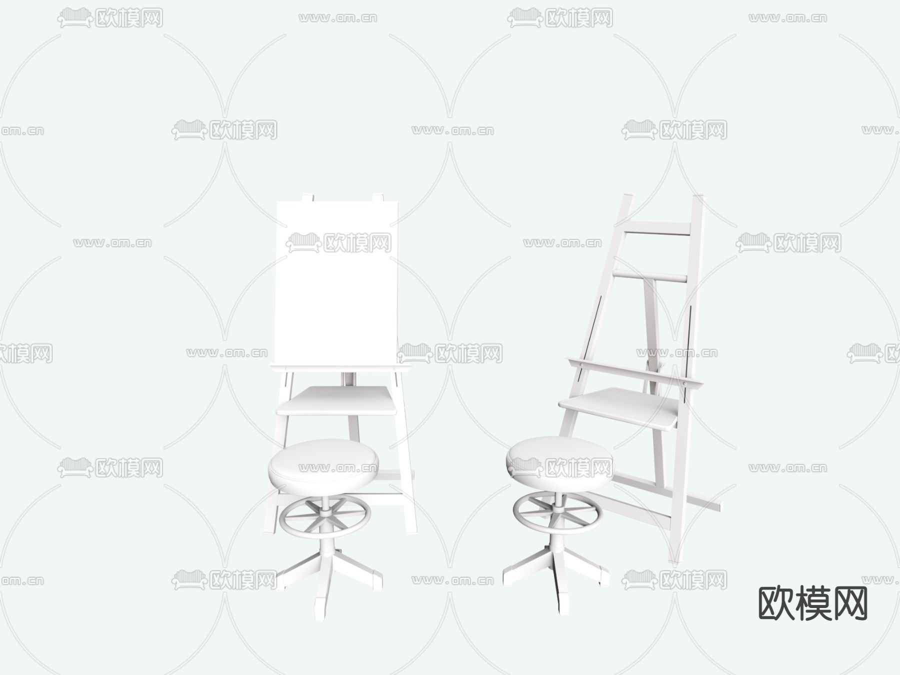 画板 画架 画凳3d模型下载（渲染图2）