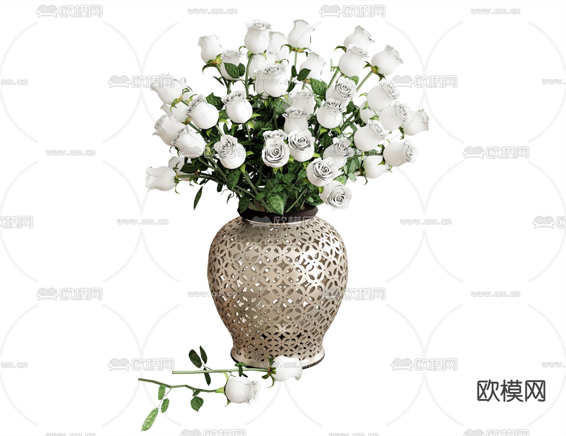 欧式花瓶花卉摆件su模型下载（渲染图1）