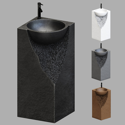  现代柱式洗手池su模型 