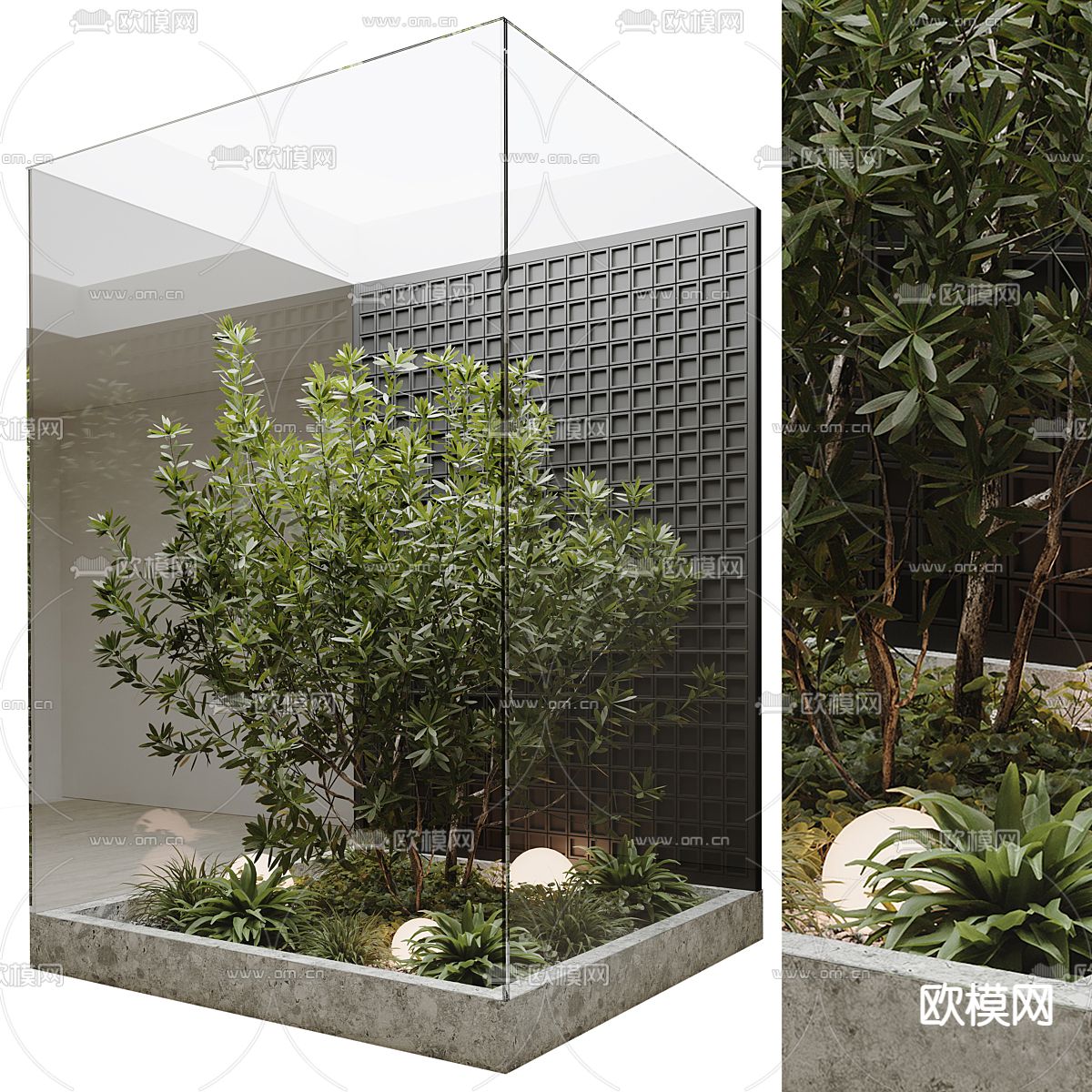 绿植花池 植物堆 景观小品3d模型下载_ID13007785_3dmax免费模型-欧模网