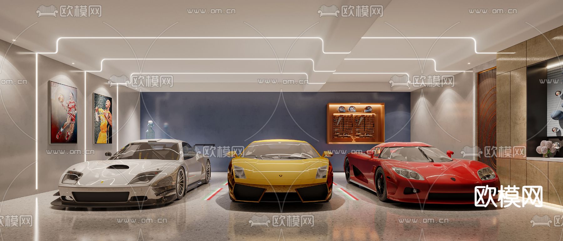 现代车库su模型下载（渲染图1）