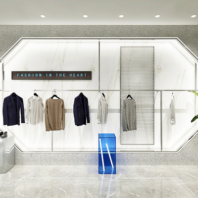  现代潮牌男装 服装店su模型 