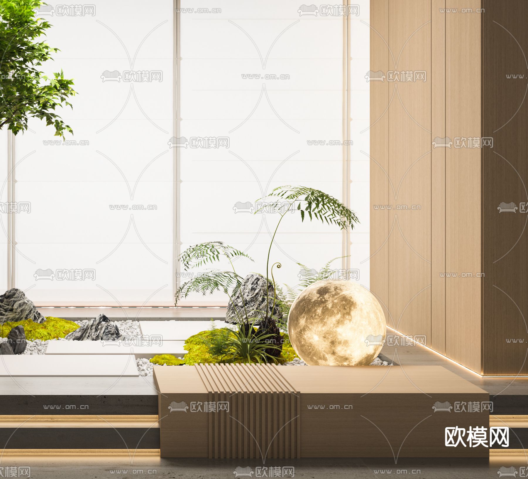 室内植物堆造景 景观小品3d模型下载（渲染图2）