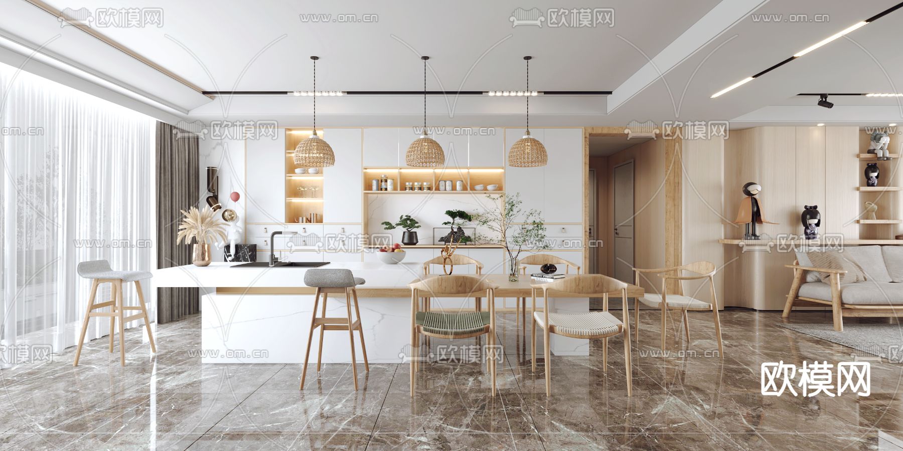 北欧客厅su模型下载（渲染图2）