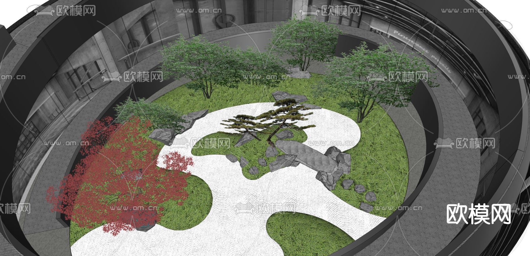 现代下沉式庭院su模型下载（渲染图4）