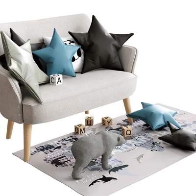  现代儿童沙发su模型 