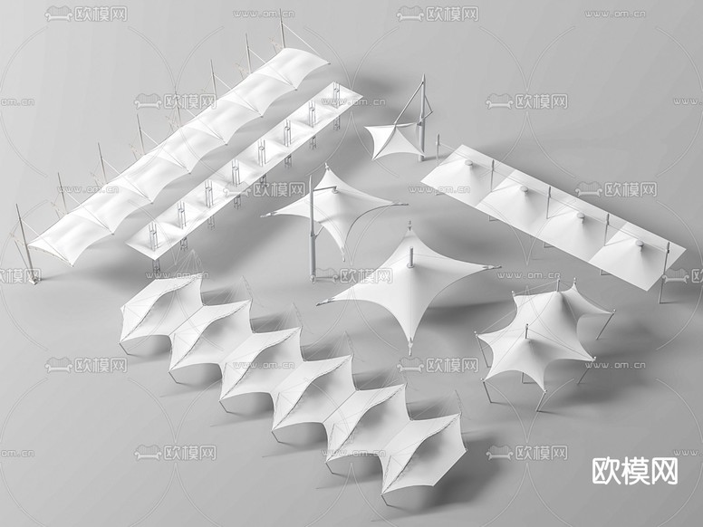 张拉膜 景观棚 景观廊架 停车雨棚3d模型下载
