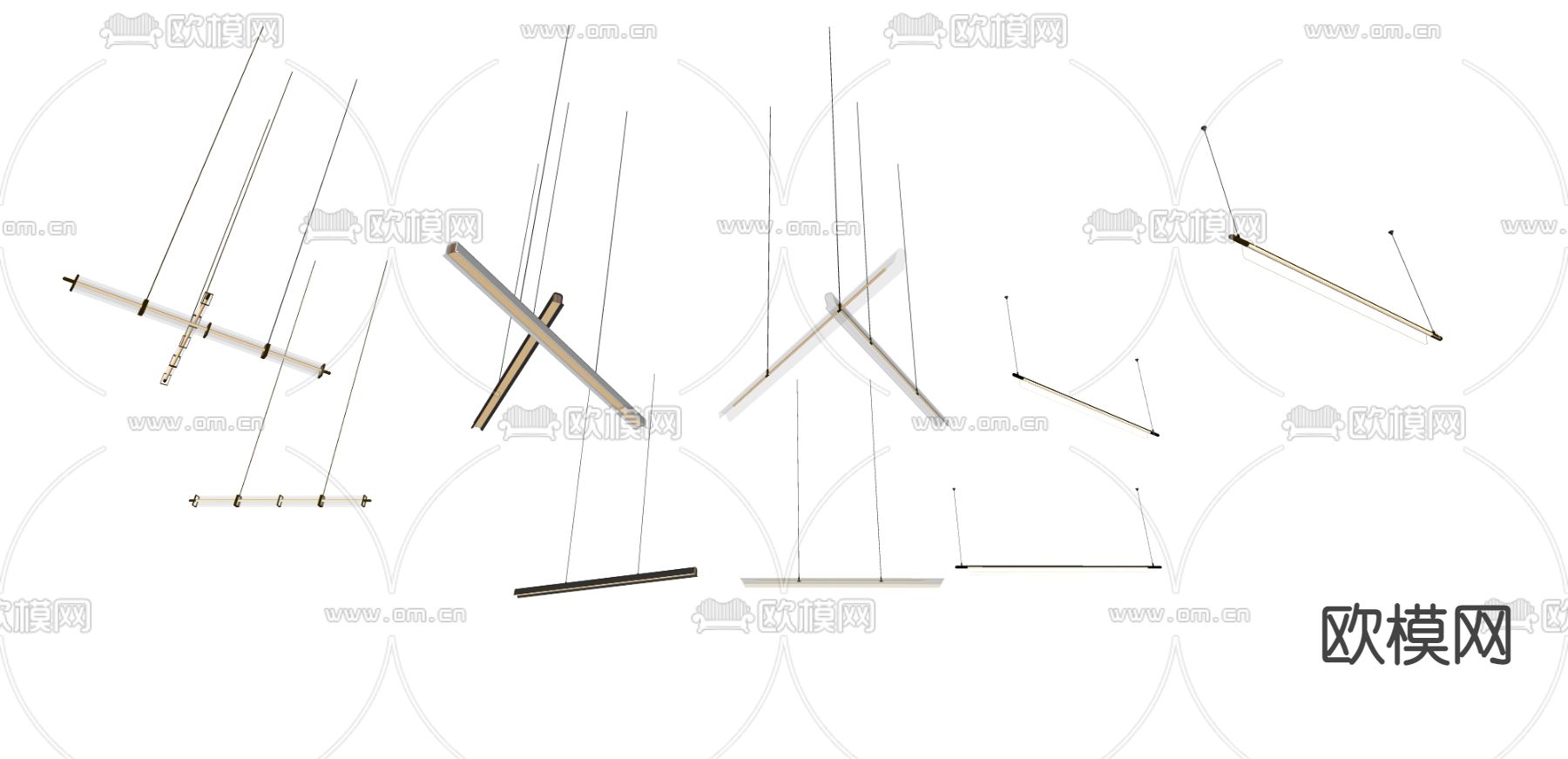 条形吊灯 办公吊灯su模型下载