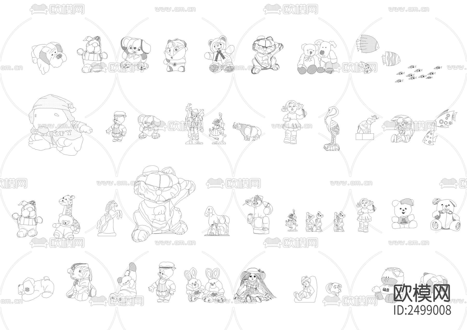 百款立面装饰品模块CAD图库下载（渲染图4）