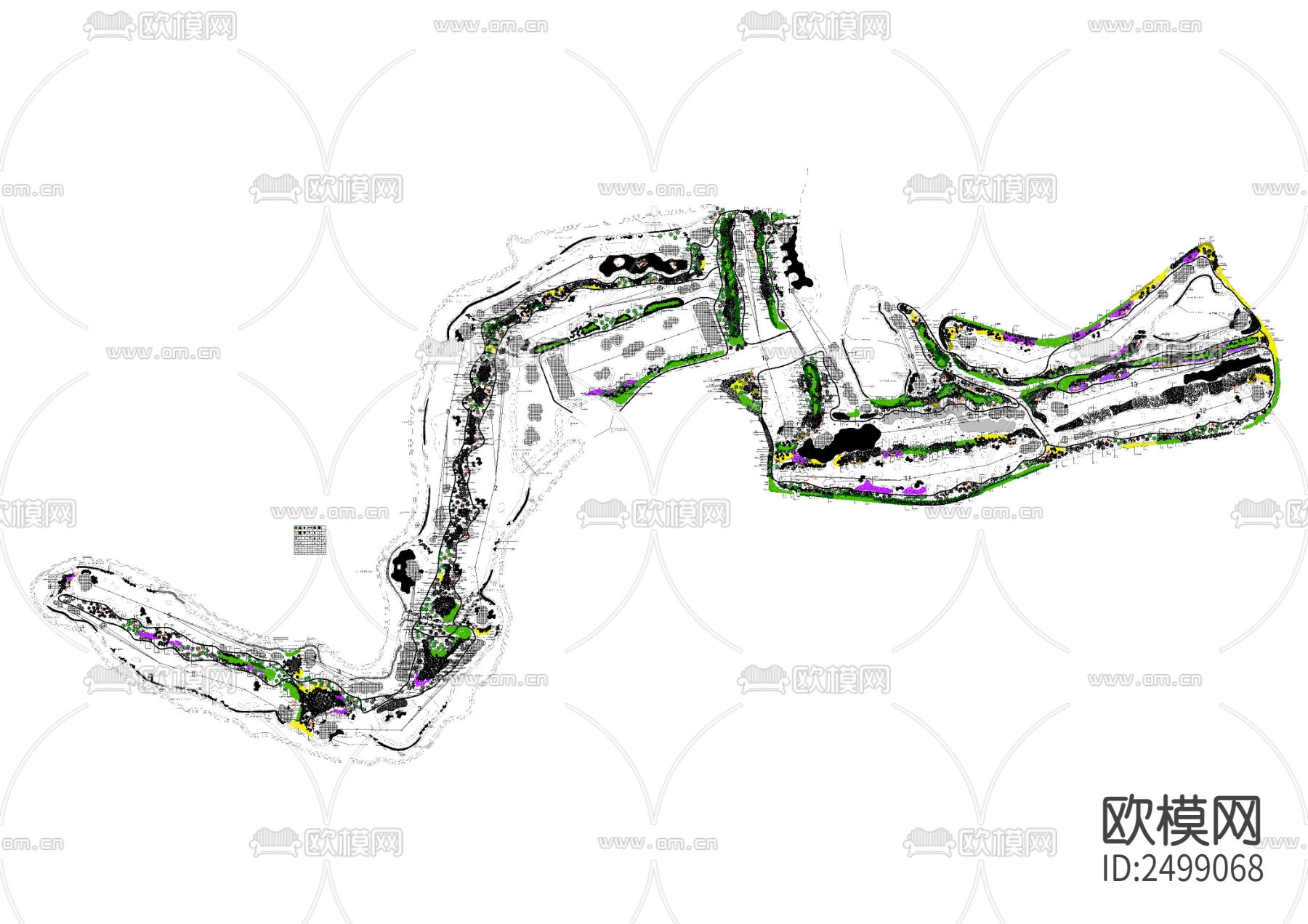 高尔夫球场CAD施工图下载（渲染图1）