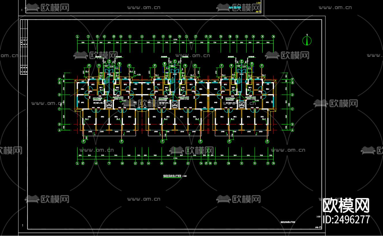 红星花园24号楼给排水cad施工图下载（渲染图4）