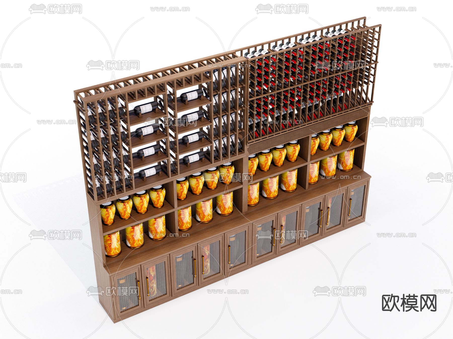 北欧开放格酒柜su模型下载（渲染图2）