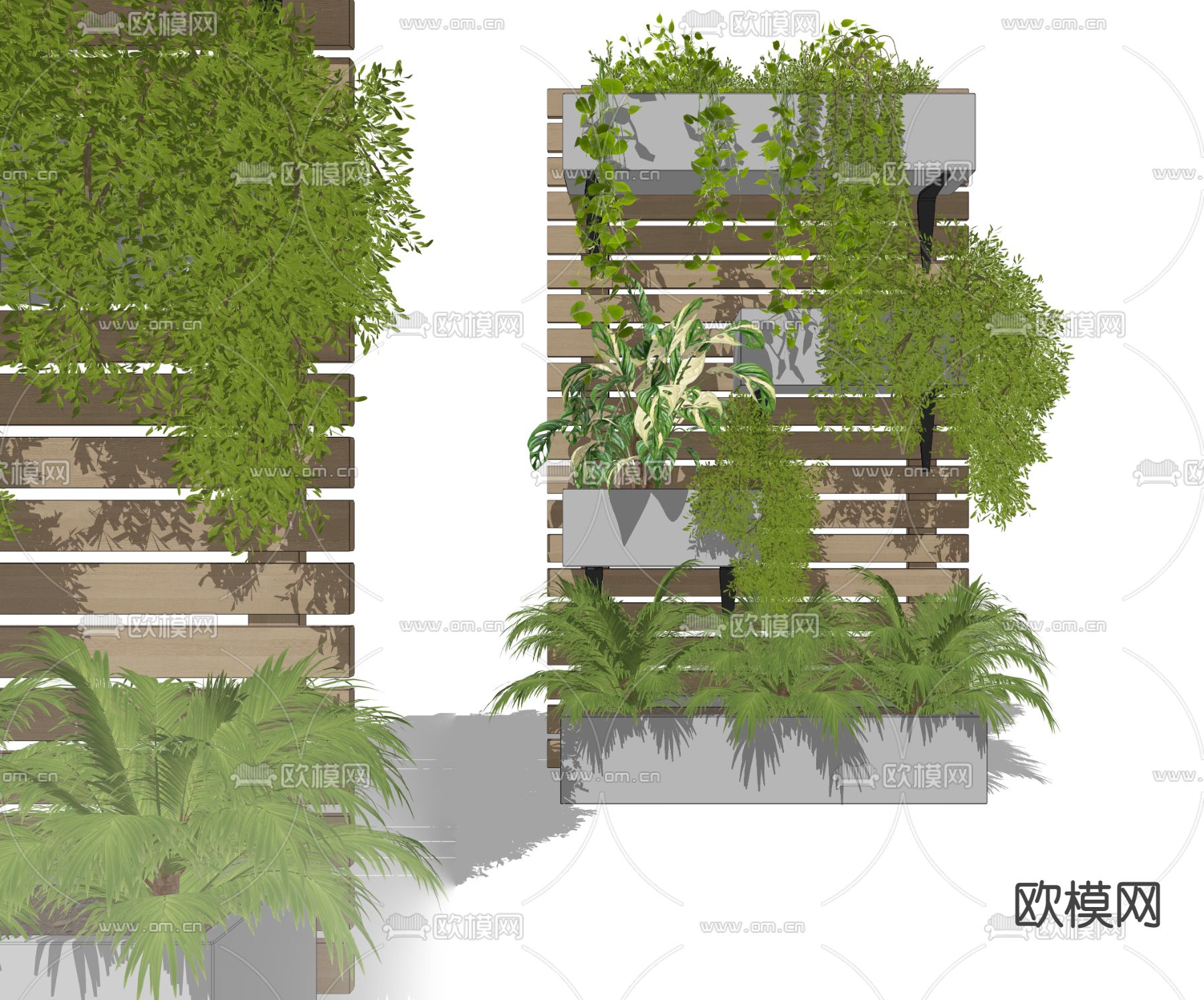现代植物装饰架 花架su模型下载（渲染图2）