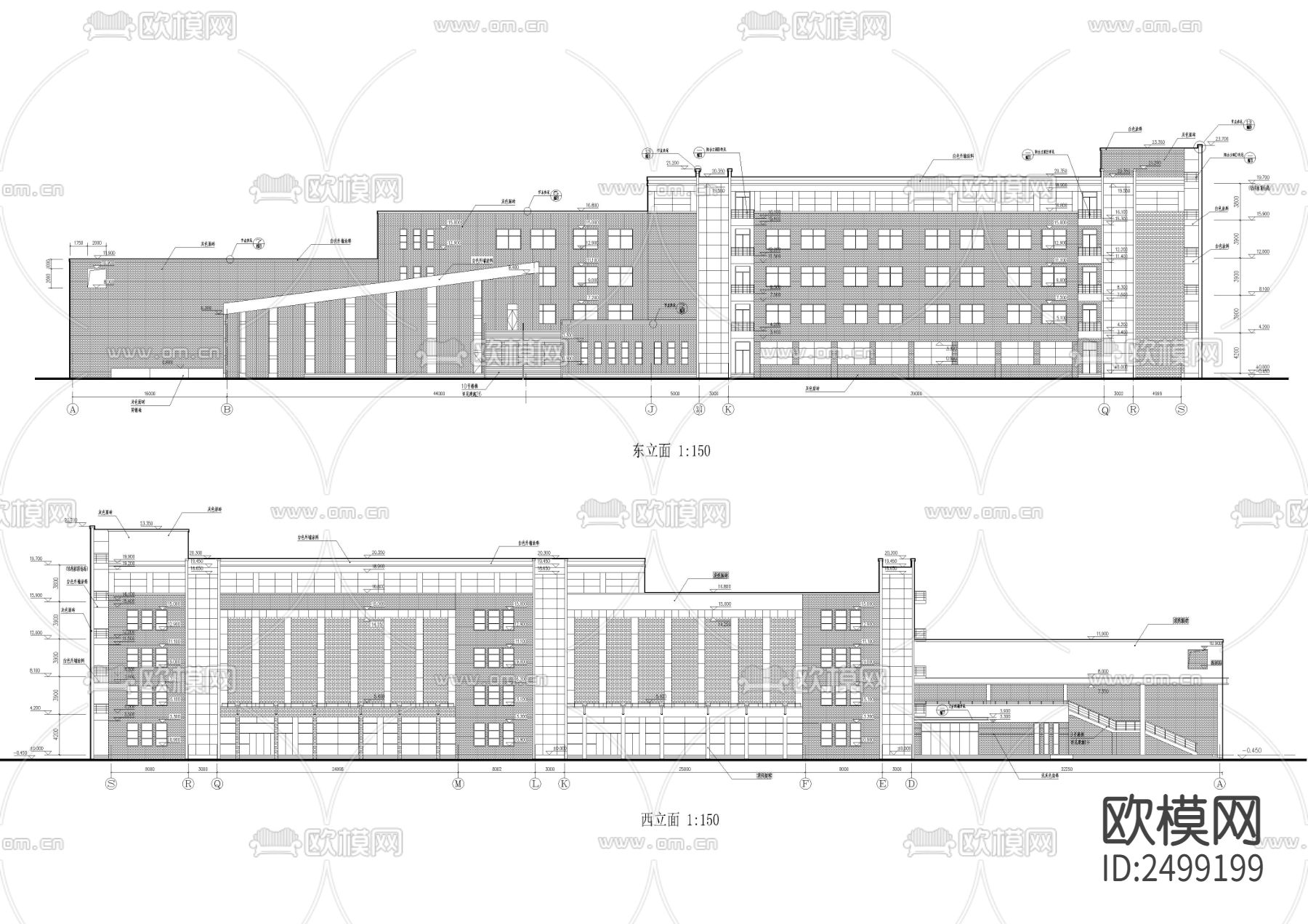 中学教学楼全套建筑cad施工图下载（渲染图6）