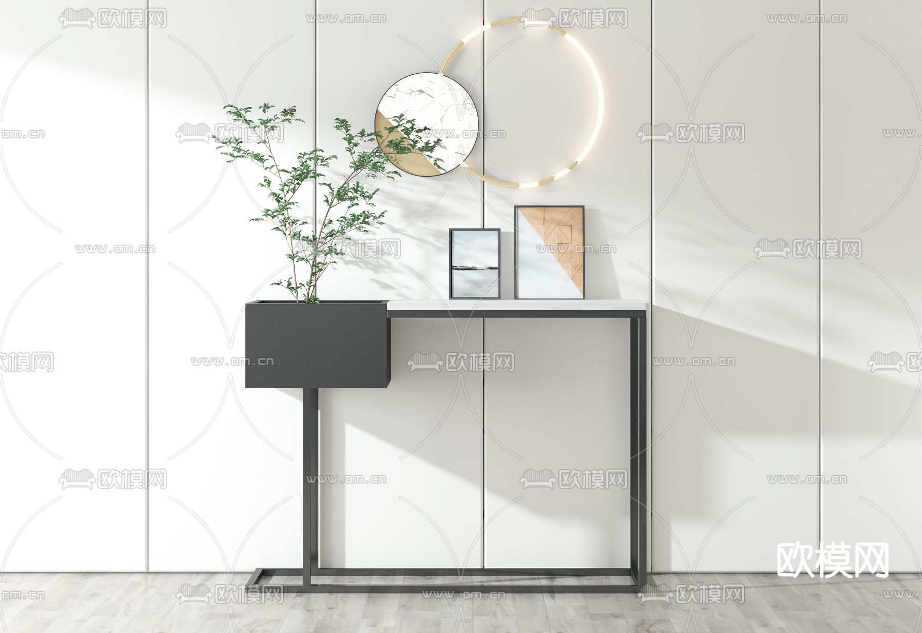 极简端景柜 条案3d模型下载