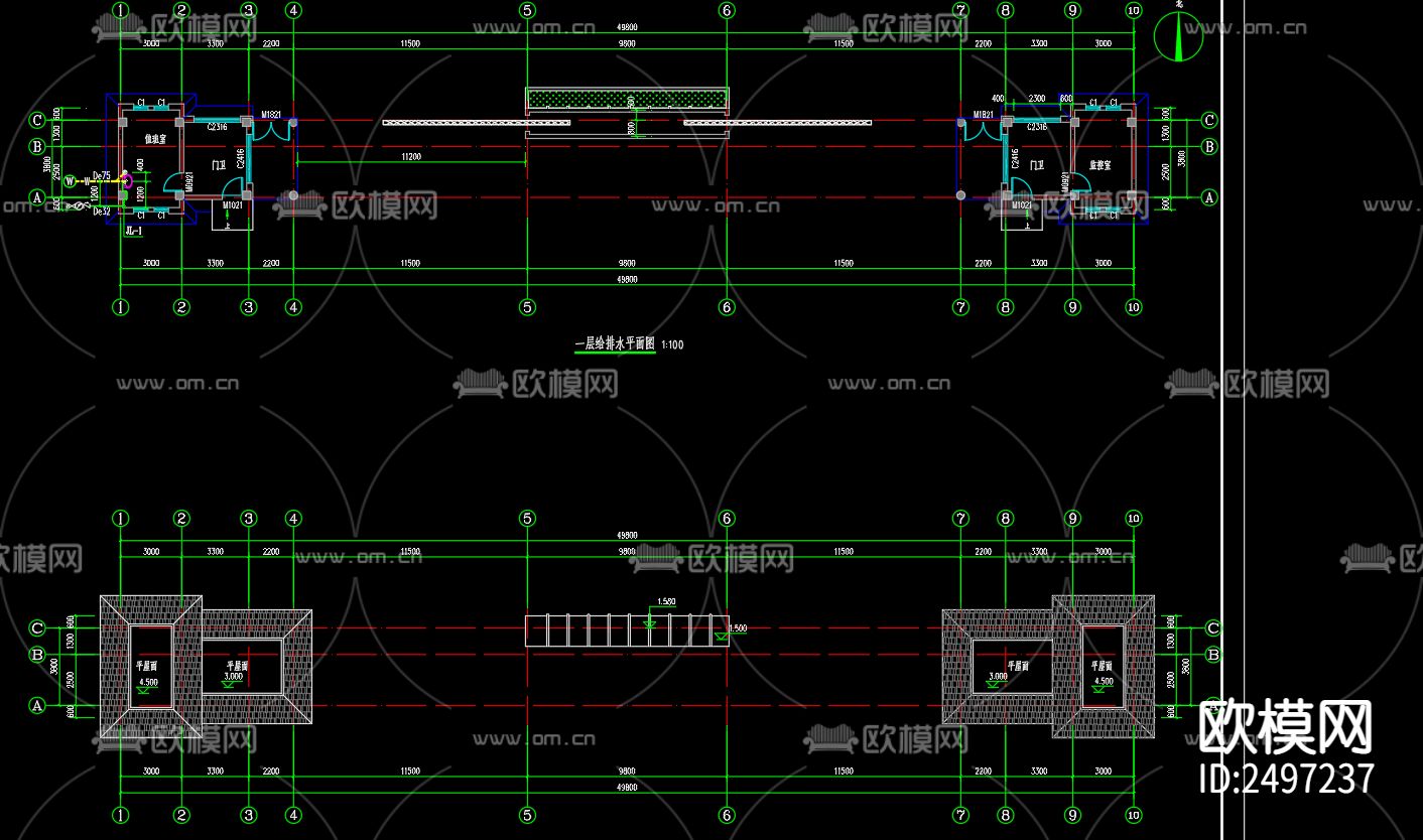 寰晟服饰有限公司大门给排水cad施工图下载（渲染图3）