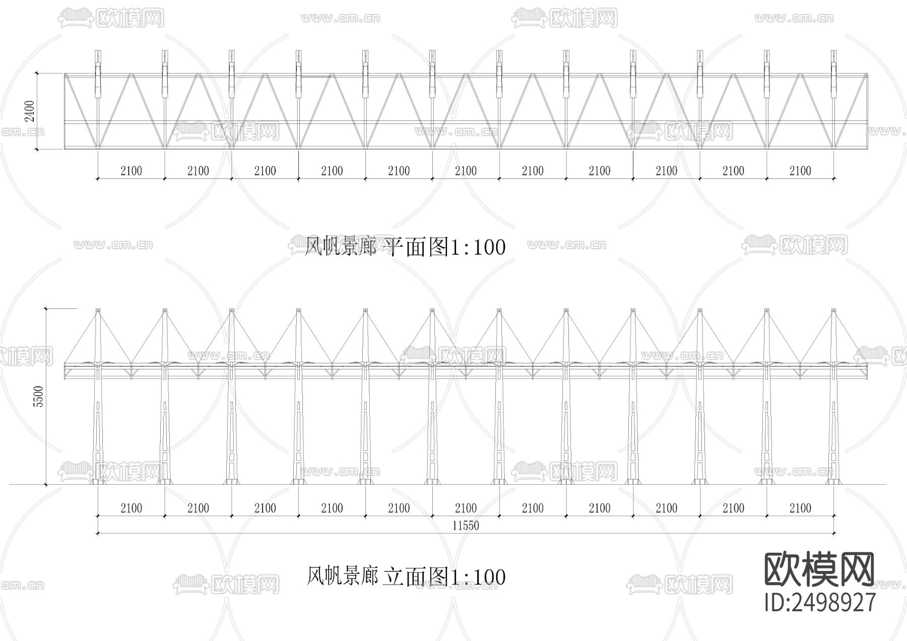 风帆景廊CAD节点大样下载（渲染图2）