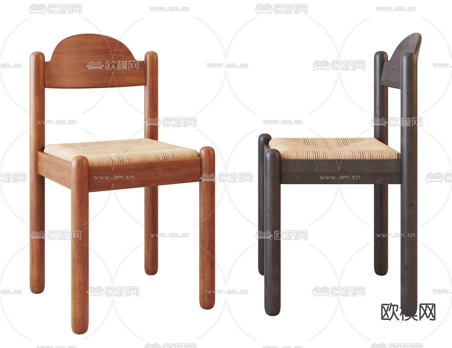 侘寂风单椅 餐椅3d模型下载（渲染图3）