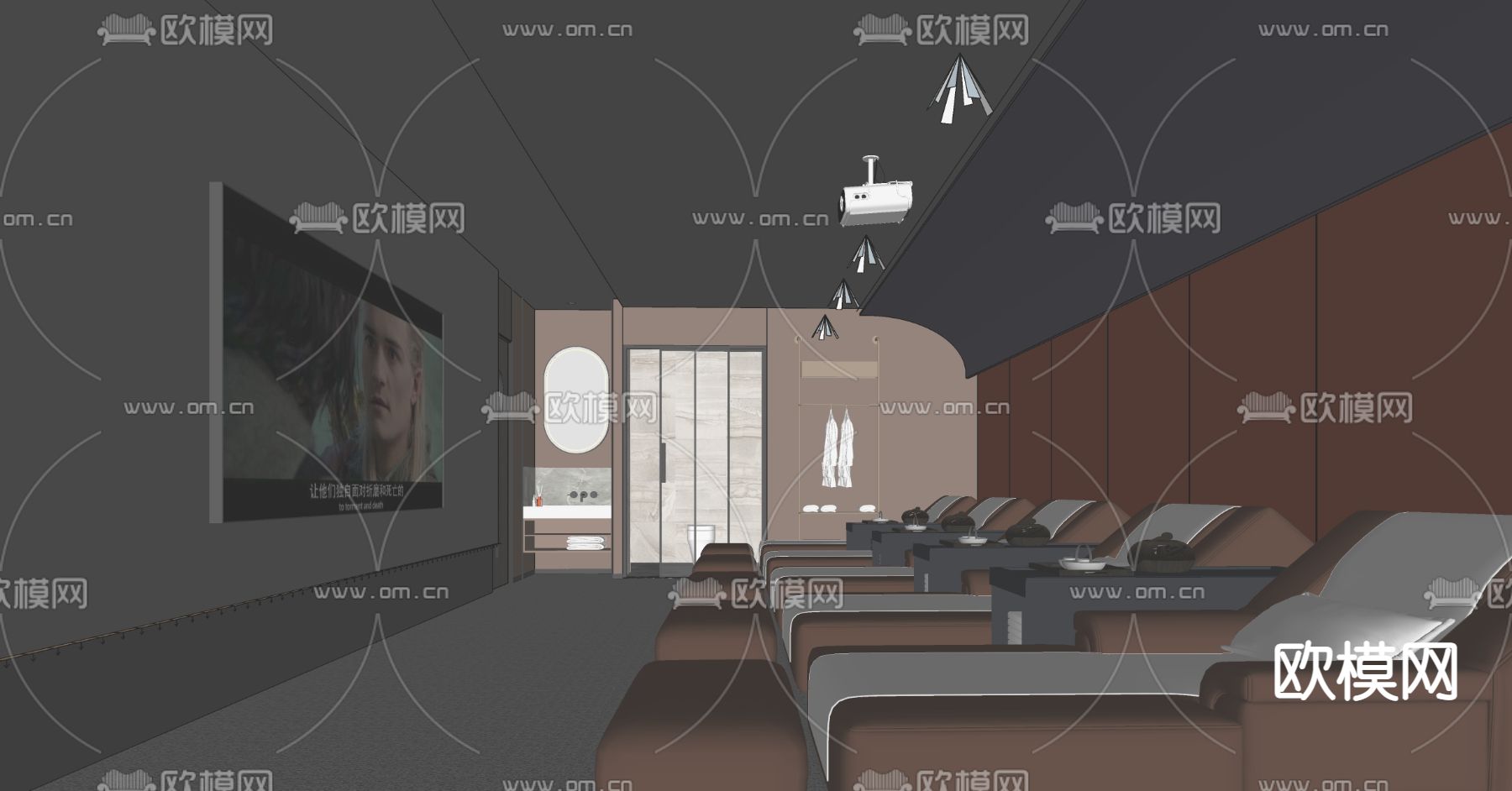 现代足浴会所包间su模型下载（渲染图2）