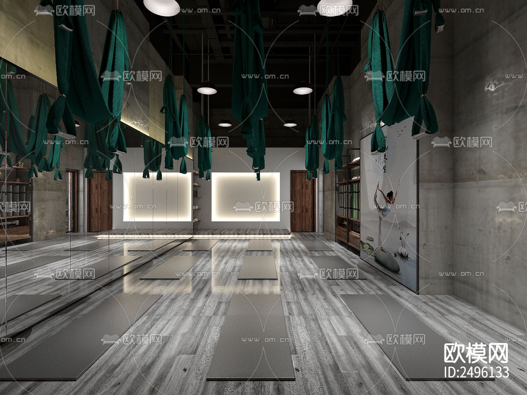 原美瑜伽设计案列cad施工图下载（渲染图4）