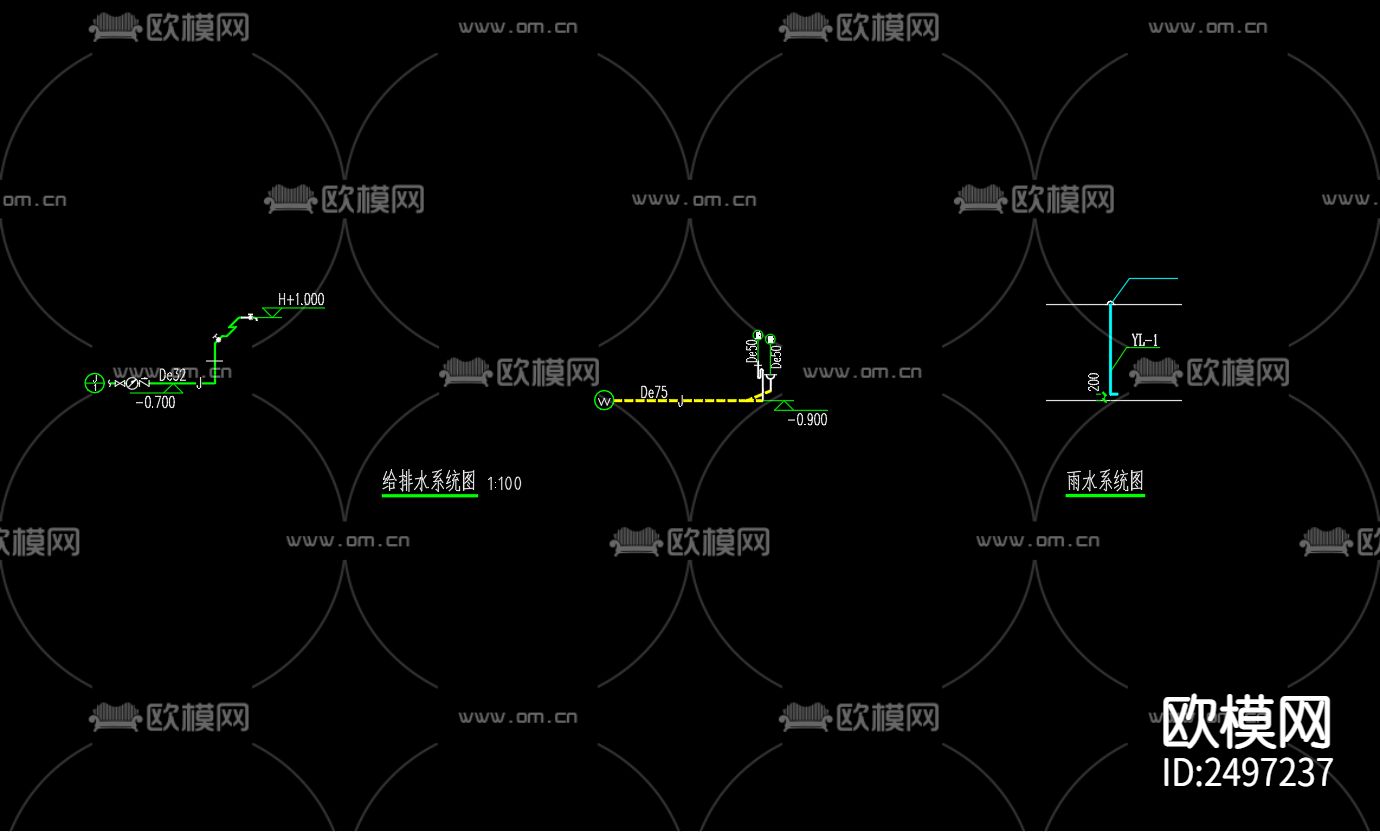 寰晟服饰有限公司大门给排水cad施工图下载（渲染图4）