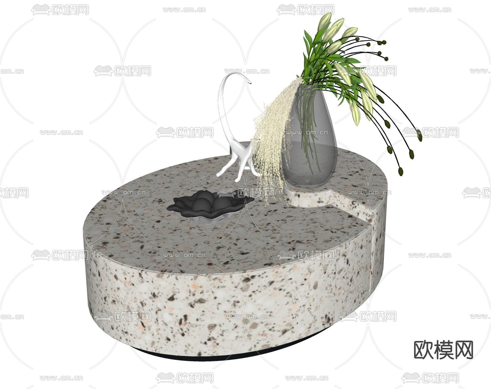 现代茶几su模型下载（渲染图2）