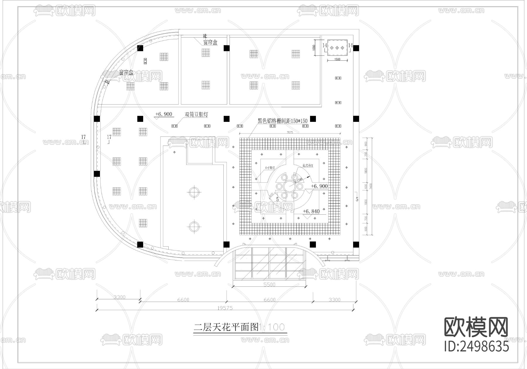 售楼处装修CAD施工图下载（渲染图2）